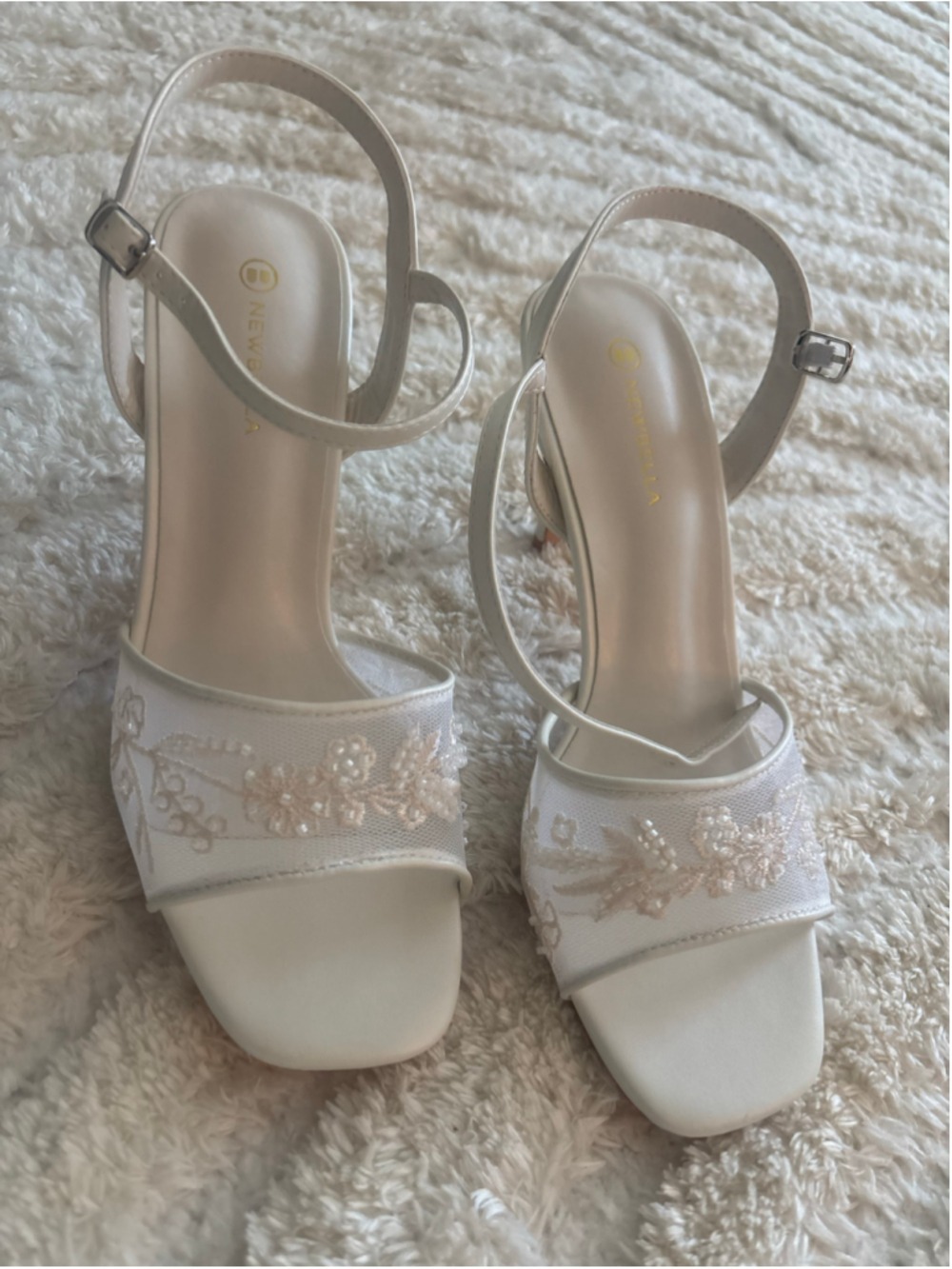 Women's Newbella White Floral Lace Heels Size 8